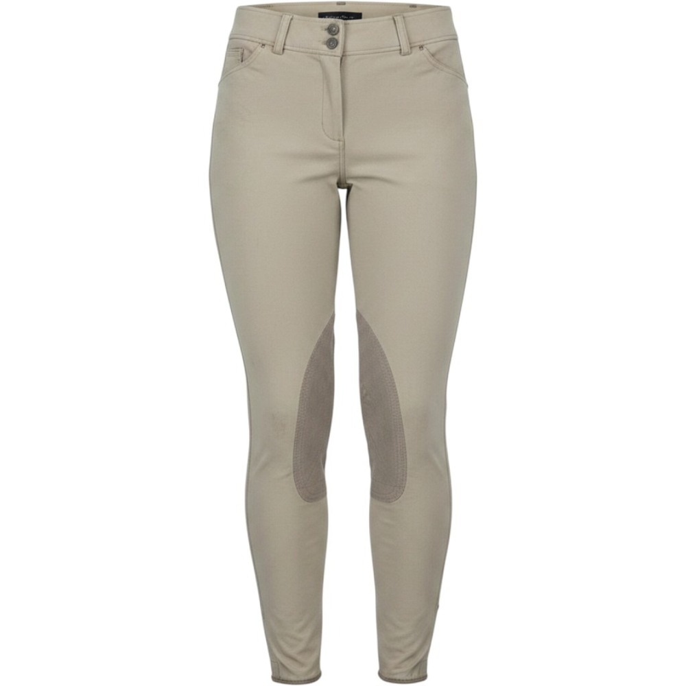 Breeches‎ Riding Pants Women 34L Beige Suede Knee Patch Equestrian Sporting